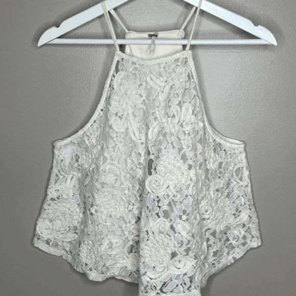 Free People Tops - Free People Ivory Lace Halter Top‎